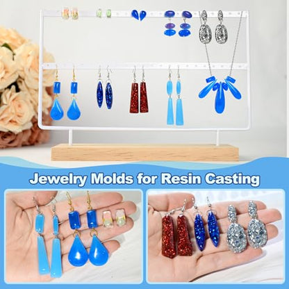 Resin Earring Molds, 41 Paired Shapes Stud Earring Silicone Molds | for Epoxy Resin Casting, Rectangle Oval Cabochon Teardrop Gem Pendant Mold for DIY Jewelry Necklace, Dangle Drop Keychain - color: 1PCS Tear Drop Shape Resin Jewelry Molds