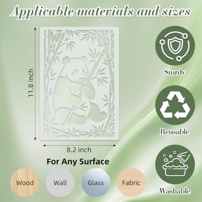 Panda Stencils for Crafts Reusable 16Pcs Stencils(11.8X8.2 Inch) - color: Panda
