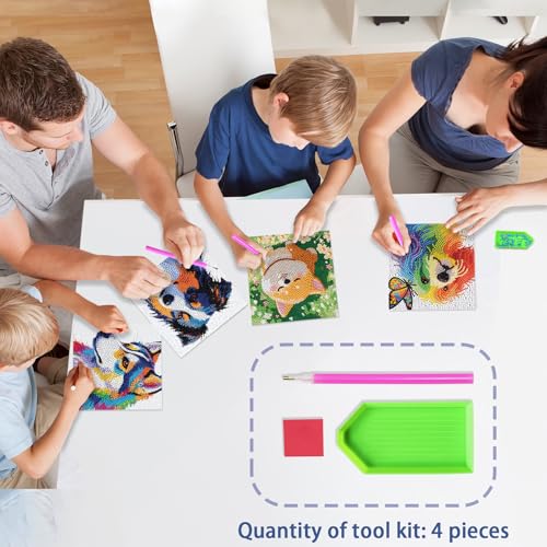 UiSdfuy Diamond Art Kits for Kids,Arts & Crafts for Kid Ages 8-12,Diamond Art for Kids,Gem Art 4 Pack Diamond Painting 6" X 6" (4-Dog) - color: 4-dog