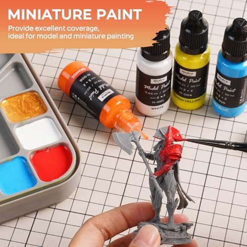 Nicpro 100 Colors Acrylic Model Paint Set 20ml Ready to Use Modeling Paints | with 10 Thinners & 5 Specialty Bottles, Matte Metallic Wash Neon Effects Miniature Paint Kit for Models & Dioramas - style: 100 Colors Set