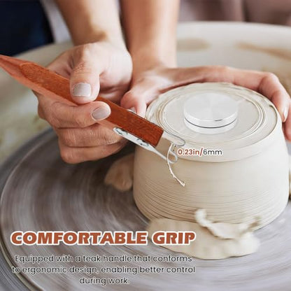 Pottery Trimming Tool, 6mm Clay Foot Trimmer with Red Sandalwood Handle