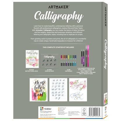 Art Maker: Calligraphy - Complete Starter Kit, Pocket Studio, Instruction Book, Fountain Pen, Dual-Tip Pens, Nibs & Ink Cartridges, Lettering Supplies