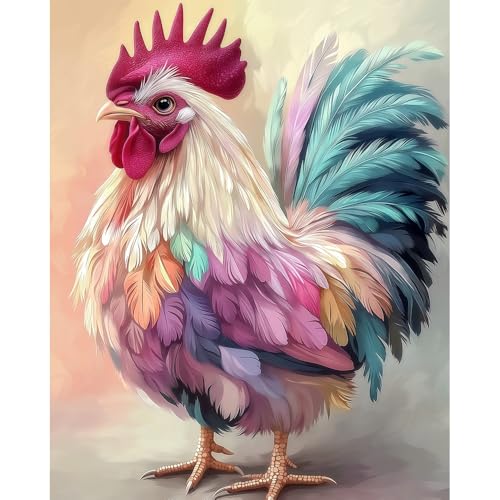 Natuyalo Paint by Numbers Kit for Adults - Colorful Rooster Adult Paint by Number Kits on Canvas Without Frame for Beginner, Animals Acrylic Painting by Numbers Kit for Gift Home Wall Decor 16x20 inch - color: Color-09