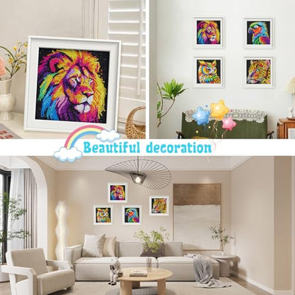 UiSdfuy Diamond Painting for Kids 8-12, 6 Pcs Diamond Dots Kits for Kids Ages 8 9 10 12, Arts & Crafts Gift for Boys & Girls | 6 Pack Animal Gem Art 6" x 6" (6-Tiger) - color: 6-Tiger
