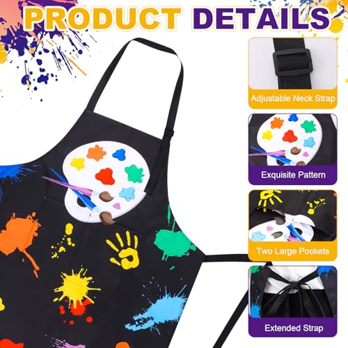 Painting Artist Apron with Pockets, Waterproof Painting Aprons for Adults, Adjustable Art Apron Bib Apron - color: Style 7