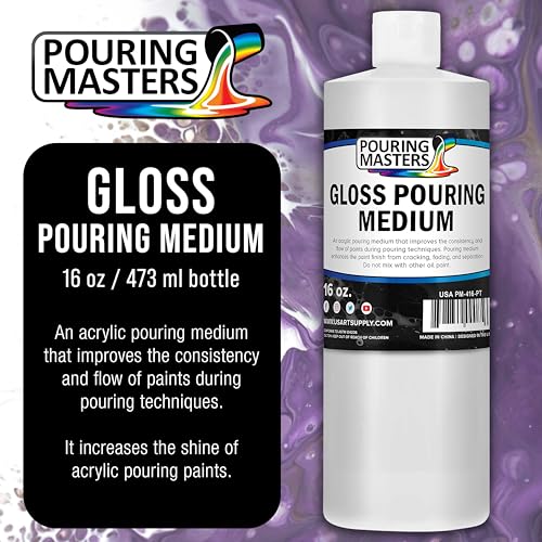 U.S. Art Supply Professional Gloss Pouring Medium 16oz (Pint) - Improves Paint Flow & Cell Effects Creator, Viscosity Adjuster for Art Acrylic Painting - size: 16 Fl Oz (Pack of 1)