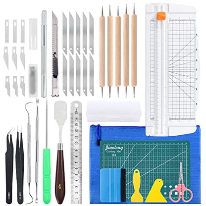 Swpeet 42Pcs Precision Craft Weeding Tools Set, Including Foldable Small Paper Cutter, Weeder Hook, Knife, Cutting Mat, Spatula for Weeding Vinyl, Scrapbook, DIY Art Work Cutting
