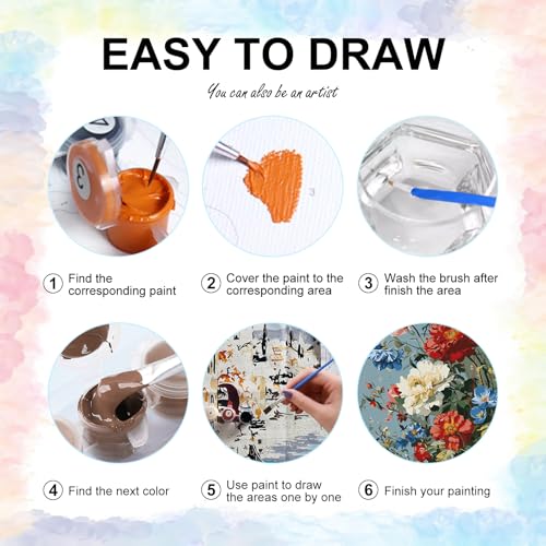 Yezavesu Flowers Paint by Numbers Kit for Adults Without Frame 16x20 in - color: YOPNF02