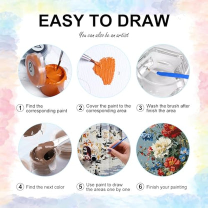Yezavesu Flowers Paint by Numbers Kit for Adults Without Frame 16x20 in - color: YOPNF02