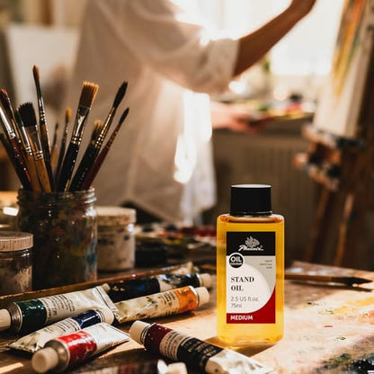 PHOENIX Stand Oil 2.5 Fl oz. / 75ml Bottle | Painting Medium Slow Drying, High Gloss Linseed Oil for Glazing - style: Stand Linseed Oil 2.5 Fl Oz.
