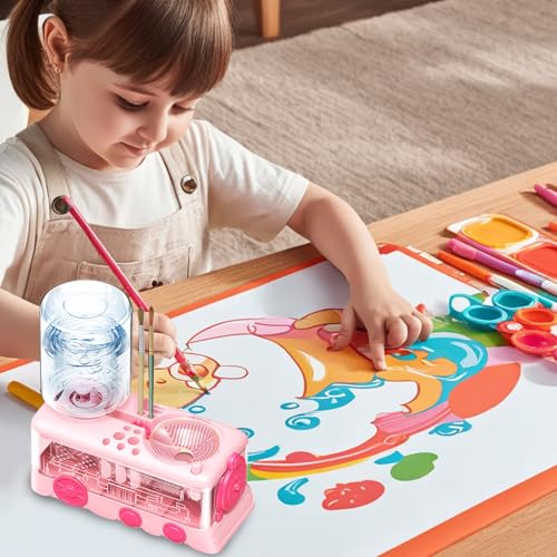Upgraded Paint Brush Cleaner Tool,Brush Rinser Cup Painting Running Water Circulation Art Supplies for Acrylic,Watercolor and Water Based Creative Gift for Adult Artist Beginner and Painter - color: Pink2