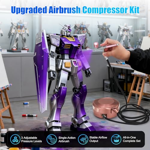 Xamanabu Airbrush Kit with Air Compressor, 25-48 PSI 3 Gears - color: Rose Gold
