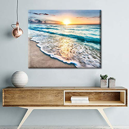TUMOVO Paint by Numbers for Adults Beach Landscape DIY Canvas Painting Kit | Seaside Oil Painting with Acrylic Paints and 3 Brushes, Stress-relief Painting Kits for A Calming Hobby, 16x20 Inch