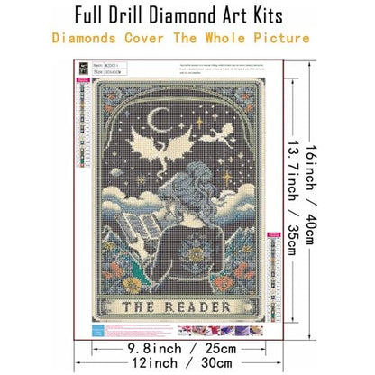 WGSMGL 5D Diamond Art Kit for Adult Beginners, Tarot Reader Diamond Painting Kit, DIY Full Round Diamond Diamond Painting, Pointillist Gem Art for Adults, Home Wall Decor 12X16 Inch - style: Tarot Reader
