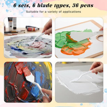 Plastic Palette Knives Set, 30 Pieces Spatula Palette Knives Thin Flexible Art Knife Tools for Mixing, Spreading, Scratching, Layering Colors, Oil Acrylic Watercolor Painting