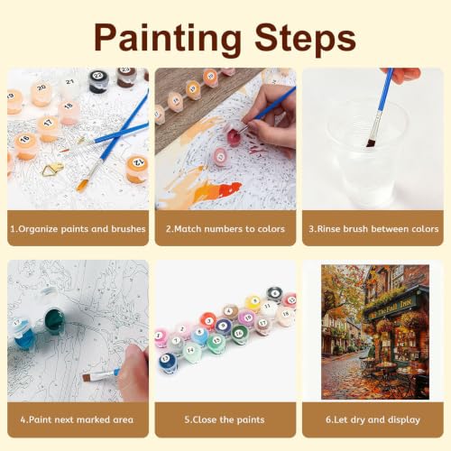 Gemozaic Fall Paint by Numbers Kit for Adults, Street Landscape, 16 x 20 in - color: MT23099