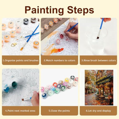 Gemozaic Fall Paint by Numbers Kit for Adults, Street Landscape, 16 x 20 in - color: MT23099