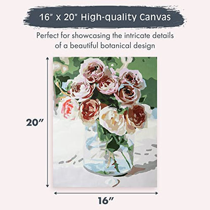 Pink Picasso Paint by Number Kit, for Adults & Teens,16x20, Mail Me Roses | Botanical Floral Collection, Acrylic Paints and Brushes included, Pre-printed high quality canvas, DIY art kit, Gift-ready - color: Mail Me Roses