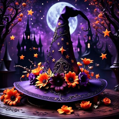 5D Full Drill Witch Hat Diamond Art Painting Kits for Adults Beginners - color: YZ-91-01
