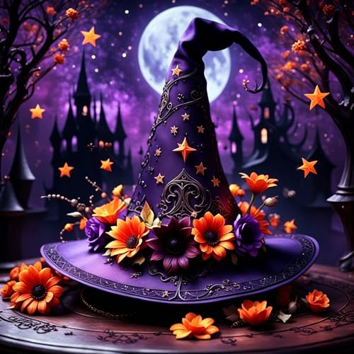 5D Full Drill Witch Hat Diamond Art Painting Kits for Adults Beginners - color: YZ-91-01