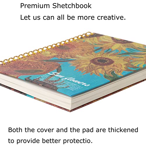 A4 Spiral-Bound Sketchbook，SuyuanArt Sketch Paper Pad, 120 Pages (60sheets) of Premium 160 GSM Smooth Thick Paper, Mixed Media Sketch Book Drawing and Sketching for Kids Adults - color: Sunflowers A4