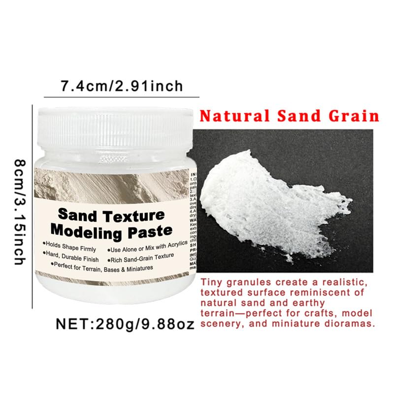 Acrylic Modeling Paste 3D Art Texture Paste 9.88oz/280ml, Ideal for Wood/T-Shirts/Glass/Stone, Sculpting Material Fast Drying Gesso Alternative DIY Crafts Projects (Sand Texture Paint with Bags) ﻿ - color: Texture Paste with Bags
