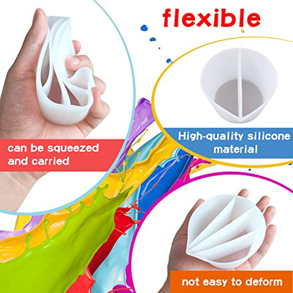 Split Cup for Paint Pouring Fluid Art Silicone Split Cup Resin Pouring Painting Tools DIY Making Drawing Accessories Reusable Split Cup with Dividers (2 Channels) - color: 2 Channels