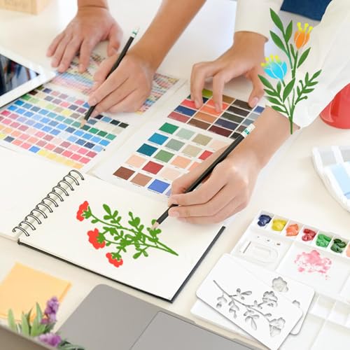 18 Sheet Reusable Flower Stencils for Painting,Stencils for Painting on Wood,Large Floral Stencil Templates with Leaf Vine Designs for DIY Crafts,Home Decor,Furniture Art - style: Art Deco