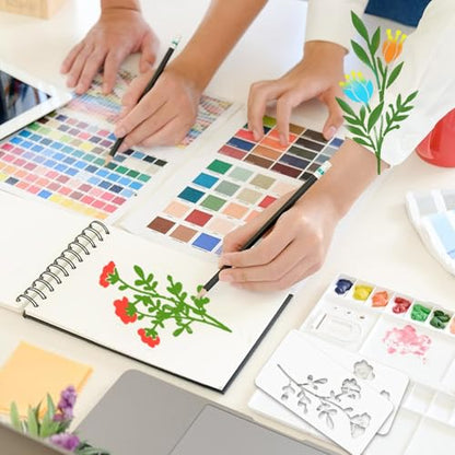 18 Sheet Reusable Flower Stencils for Painting,Stencils for Painting on Wood,Large Floral Stencil Templates with Leaf Vine Designs for DIY Crafts,Home Decor,Furniture Art - style: Art Deco