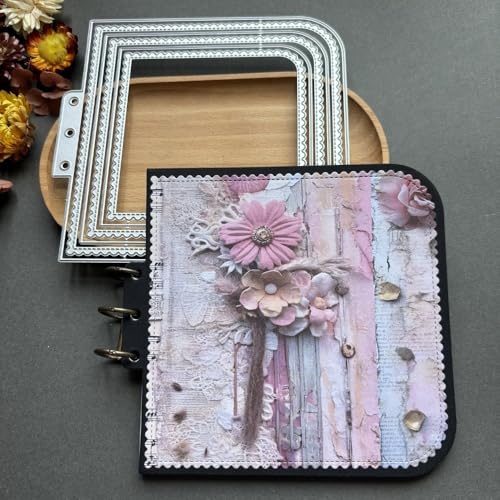 Lapoo Geometric Cutting Die for Scrapbooking - Durable, Metal Cutting Die for DIY Scrapbook Photo Album Decorative Paper Card, Card Making Supplies (Book Page Frame 6 x 5.6 in) - color: Book Page Frame 6 x 5.6 in