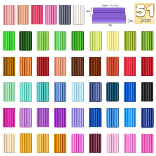 Ixiaoyoo 51 Colors Polymer Clay, Oven Bake DIY Modeling Clay for Kids - color: 51 Colors