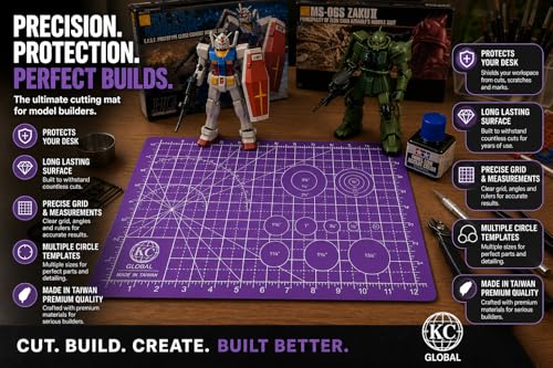 KC GLOBAL A4 (13"x9") Professional Grade Self-Healing Double-Sided PVC Cutting Mat (Purple) - Odor-Free, Eco-Friendly, Non-Slip, Premium Desk Mat for DIY, Crafting, Model Building and Art Projects - size: 13"L x 9"W