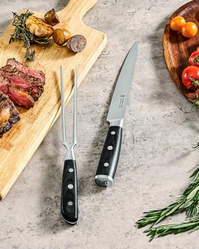 KYOKU Turkey Carving Set - German Steel Carving Knife & Fork Set | German 1.4116 Steel Full Tang Set, Pakkawood Handles With Mosaic Pins, Meat Poultry Brisket Portioning Set With Gift Box - style: Carving Set