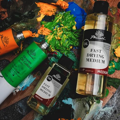 PHOENIX Fast Drying Oil Medium - 8.5 Fl oz. / 250ml Bottle | Painting Medium Quick Dry Alkyd Liquid for Glazing, Improves Flow & Extends Oil Paint - style: Fast Drying Medium 8.5 Fl Oz.