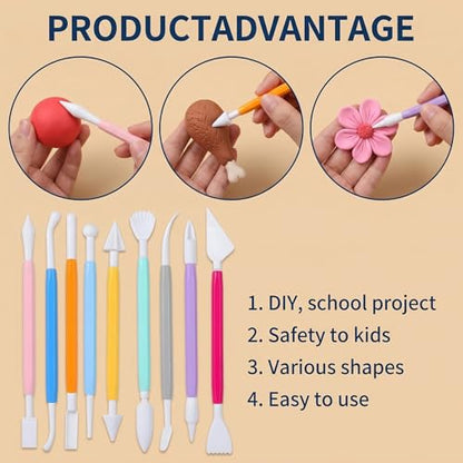 9 Pcs Air Dry Clay Tools Kit, Clay Sculpting Tools, Double-Ended Sculpting Tool for Kids & Adults Crafting & Styling