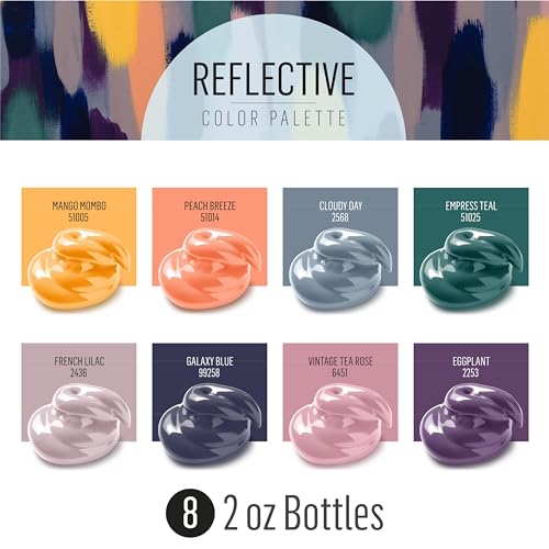FolkArt Mindful Matte Acrylic Craft Paint Kit, Reflective Colors, 21 Piece Set with 8 Paints and 13 Premium Paintbrushes - color: Reflective