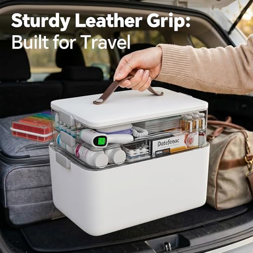 CTIME 3-Tier Medicine Organizer - Portable Medicine Cabinet with Handle | Multipurpose Medical Box, Pill Organizer, Empty First Aid Kit for Home - size: Regular 3-Tier