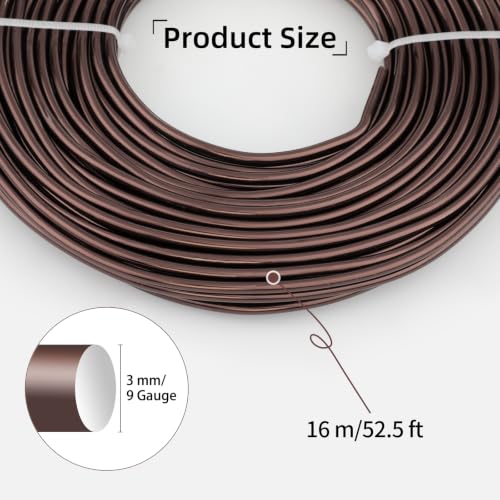 9 Gauge Aluminum Craft Wire, 52.5FT Bendable Armature Wire for Sculpting, Jewelry Making, DIY Crafting, Doll Making, Modelling, Bonsai Training(Coffee Brown) - color: Coffee Brown