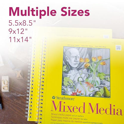 Strathmore (362-11) 300 Series Mixed Media Pad, 11"x14", 40 Sheets, White - size: 11 x 14 inches
