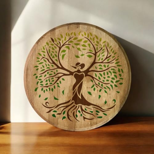 Tree of Life Wall Stencil Template 11.8 x 11.8 Inch Reusable Plastic Tree Stencil for Painting on Wood Wall Floor Fabric Glass Furniture, DIY Home Decor Stencil, Craft Drawing Stencils - style: Tree of Life B