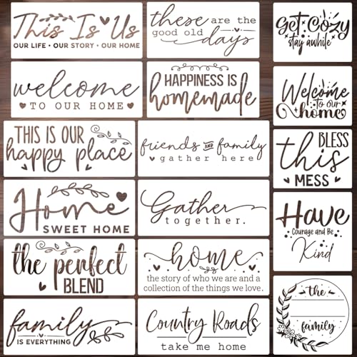 Stencils for Painting Welcome Stencil | Reusable Family Word Stencils for Wood Sign Fabric Canvas DIY Crafts - style: Family Words
