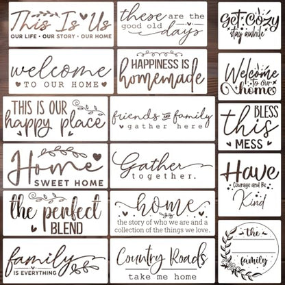 Stencils for Painting Welcome Stencil | Reusable Family Word Stencils for Wood Sign Fabric Canvas DIY Crafts - style: Family Words