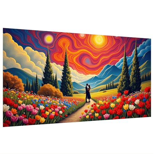 SparkGlow Large Landscape Diamond Art Kits for Adults, 27.5 X 15.7 Inch | Van Gogh Style Gem Art Kits , Diamond Painting Large, 5D DIY Full Drill, Diamond Art Painting for Gifts, Home Decoration - color: Landscape 024