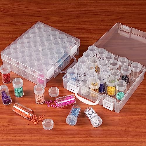 Bead Organizer, Bead Containers, 30 Grids Diamond Painting Storage Containers Clear Bead Organization Diamond Painting Accessories Small Storage Container for Beads Seeds Glitter Rhinestones (2 Pack) - size: The outer box: 16 x 14 x 5.3cm (2 Pack)