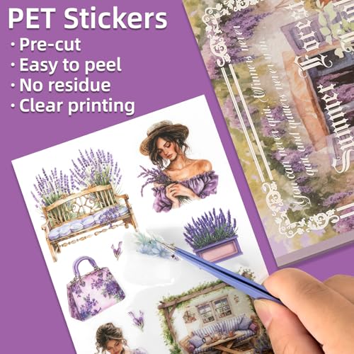 Uideyvi Summer Theme Sticker Scrapbooking Supplies for Junk Journal, 20 Sheets PET Stickers(TZ-001-006) - color: Summer theme