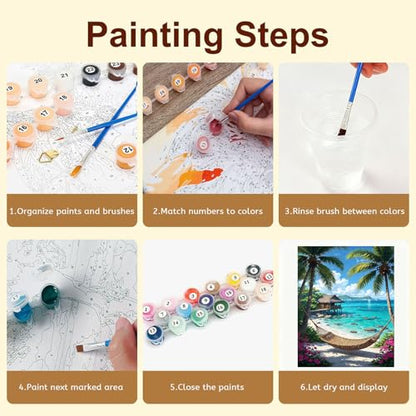 Gemozaic Beach Paint by Numbers Kit for Adults, 16 x 20 Inch, No Frame - color: MT22984