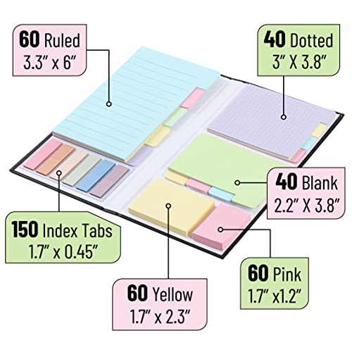 Mr. Pen- Sticky Notes Set, 410 Pack, Ruled | Dotted & Blank Notes with 150 Index Tabs, Divider Sticky Pads for Bible Study, Office, School, Planning - color: Pastel, size: 1 Set