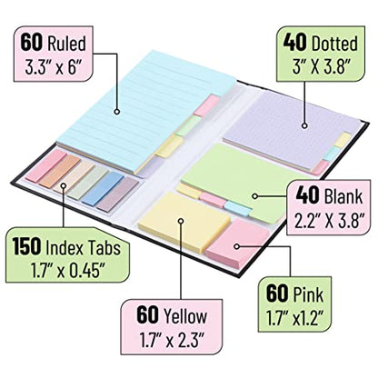 Mr. Pen- Sticky Notes Set, 410 Pack, Ruled | Dotted & Blank Notes with 150 Index Tabs, Divider Sticky Pads for Bible Study, Office, School, Planning - color: Pastel, size: 1 Set