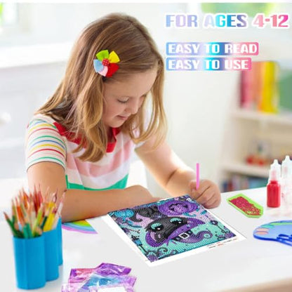 Cat Diamond Art Painting Kits for Kids with Frame Ages 4-8-12 (7x7 inch) - color: CC1207