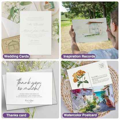 30 Pack Foldable Blank Watercolor Cards with Envelopes 4"x6" - size: 4x6" Cards*30+4x6" Postcards*10